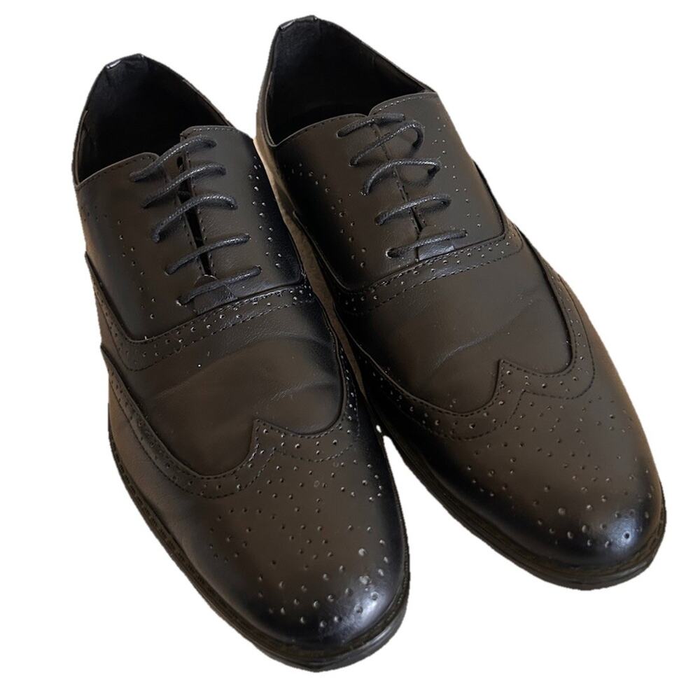 Royal Shoes Fancy Men's Size 11 Dress Oxford Toe Lace Up Henry-01 Black Leather